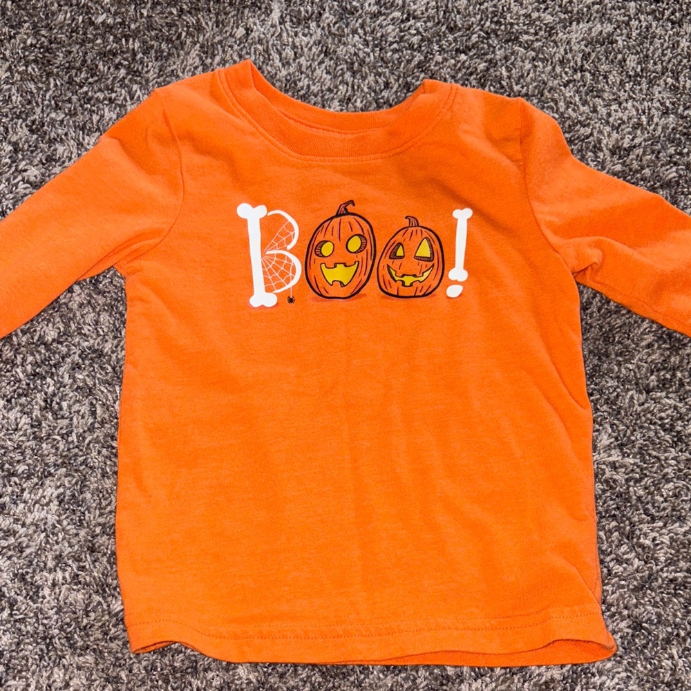 Cat & Jack Kids Halloween Orange Boo! Long Sleeve Shirt 18M